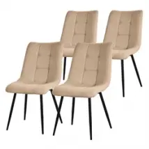 Esszimmerstühle 4er Set Hellbraun Küchenstuhl mit Polyesterbezug und Stahlbeinen ML-Design