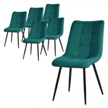 Esszimmerstühle 6er Set Petrol Küchenstuhl mit Polyesterbezug und Stahlbeinen ML-Design