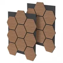 2er Set Akustikpaneele für 1m² Teak Wandpaneele Hexagon Schallabsorber Schalldämmung ML-Design