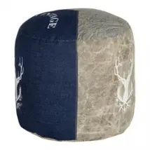 Sitzhocker rund Ø 35x43 cm Blau aus Segeltuch/Jeans mit Baumwolle Füllung  WOMO-Design