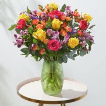 Deluxe Burst Of Beauty | Roses & Alstroemeria | Flowers By Post | Next Day Flower Delivery - Flying Flowers