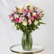 Deluxe Pretty Lovely | Pink & White Roses, Purple Alstroemeria | Flowers By Post | Next Day Flower Delivery - Flying Flowers