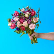 Pastel Meadow | Blue Anemone, Pink Ranunculus, Pink Roses, Pink Tulips & Pink Chrysanthemums | Spring Flowers | Flowers By Post | Next Day Delivery - Flying Flowers