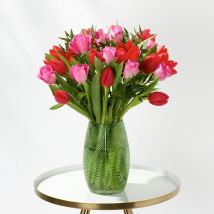 Sweet Romance | 50% Extra Stems | Valentine's Day Delivery | Tulip & Rose Bouquet | Valentine's Flowers - Flying Flowers