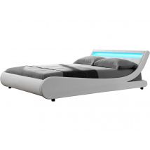 Letto con luce LED "Natacha" - 140 x 190 cm - Bianco