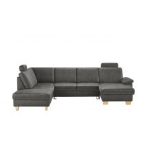 meinSofa Wohnlandschaft grau - Leder/Mikrofaser Samu