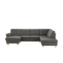 meinSofa Wohnlandschaft grau - Leder/Mikrofaser Samu
