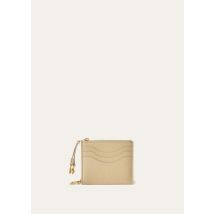 Loro Piana Kartenhalter Kartenetui Extra für Frau, Beige, Genarbtes Kalbsleder, Einheitsgröße