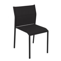 Fermob - Chaise empilable Cadiz en Métal, Tissu, Aluminium laqué, Toile Batyline - Couleur Noir - 49.6 x 85.8 cm - Designer Antoine Lesur