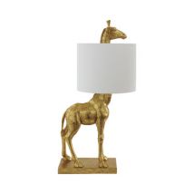 Bloomingville - Tischleuchte Lampe de table aus Plastikmaterial, Leinen - Farbe Gold - 35 x 35 x 70 cm