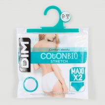 Dim - Lot de 2 culottes maxi en coton bio stretch dim - Blanc - 44-46 - Femme