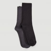 Bleu Foret - Lot de 2 paires de chaussettes à cotes en fil d'écosse bleuforêt - Gris foncé - 39-42 - Homme