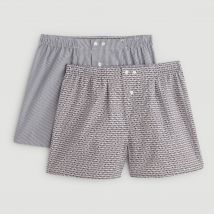 Lot de 2 caleçons à rayures & fleurs en coton bio, certifié oeko-tex - Rouge - L - Homme - Monoprix