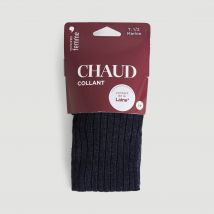 Collant en laine à côtes plates contenant de la laine chaud - Bleu foncé - 3-4 - Femme - Monoprix Femme
