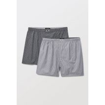 Lot de 2 caleçons rayés & fantaisie en coton bio, certifié oeko-tex - Bleu foncé - M - Homme - Monoprix