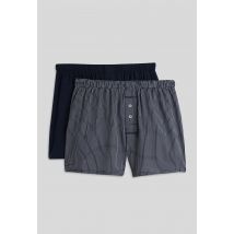 Lot de 2 caleçons à carreaux en coton bio, certifié oeko-tex - Blanc - XL - Homme - Monoprix Homme