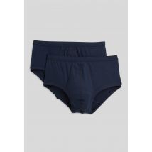 Eminence - Lot de 2 slips taille haute ouvert côte fine en coton eminence, certifié oeko-tex - Bleu foncé - XXL - Homme