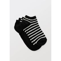 Lot de 2 paires de mini-socquettes fantaisie à rayures en fil d'écosse - Noir - Unique - Femme - Monoprix Femme