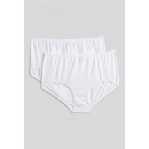 Culotte midi en coton x2 - Blanc - 40-42 - Femme - Monoprix Femme
