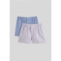 Lot de 2 caleçons à carreaux en coton bio, certifié oeko-tex - Bleu - M - Homme - Monoprix