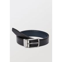 Ceinture réversible , cuir lisse responsable - Bleu foncé - 100 - Homme - Monoprix