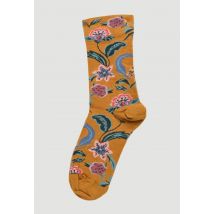 Paire de chaussettes fantaisie à fleurs en coton - Jaune - Unique - Femme - Monoprix