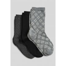 Lot de 3 paires de chaussettes fantaisie en coton - Gris - Unique - Femme - Monoprix Femme