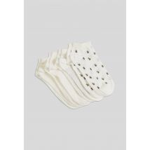 Lot de 4 paires de mini-socquettes fantaisie à fleurs en coton - Beige Ecru - Unique - Femme - Monoprix Femme
