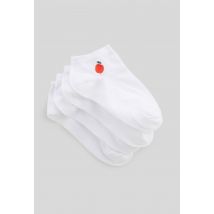 Lot de 2 paires de mini-socquettes fantaisie à broderie pomme en coton - Blanc - Unique - Femme - Monoprix Femme