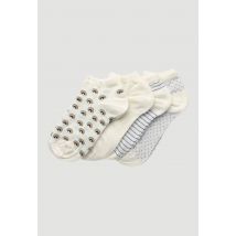 Lot de 4 paires de mini-socquettes fantaisie en coton - Beige Ecru - Unique - Femme - Monoprix Femme