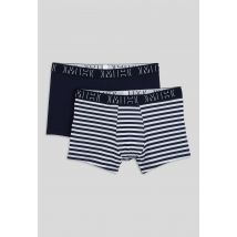 Hom - Lot de 2 boxers fantaisie en coton hom, certifié oeko-tex - Bleu foncé - M - Homme