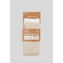 Bout'chou - Lot de 2 paires de collants unis contenant du coton bio - Brun clair - 23-26 - Bébé