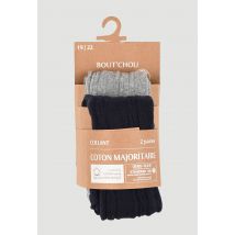 Bout'chou - Lot de 2 paires de collants contenant du coton bio - Bleu foncé - 15-18 - Bébé