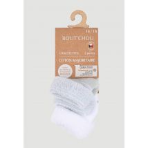 Bout'chou - Lot de 2 paires de chaussettes bouclettes contenant du coton bio - Vert clair - 16-18 - Bébé
