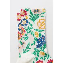 Paire de chaussettes fantaisie à fleurs en coton - Beige Ecru - Unique - Femme - Monoprix Femme