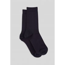 Paire de chaussettes contenant de la soie - Bleu foncé - 39-41 - Femme - Monoprix Femme
