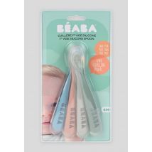 Beaba - Lot de 4 cuillères en silicone 1er âge - Rose foncé - Unique - Bébé