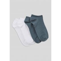 Lot de 2 paires de mini-socquettes en coton - Bleu - Unique - Femme - Monoprix Femme