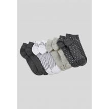 Lot de 4 paires de mini-socquettes fantaisie à pois en coton - Gris - Unique - Femme - Monoprix Femme