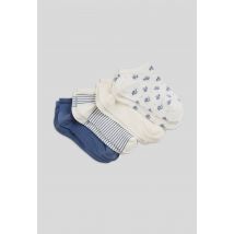 Lot de 4 paires de mini-socquettes fantaisie en coton - Bleu - Unique - Femme - Monoprix Femme