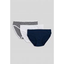 Petit Bateau - Lot de 3 culottes midi en coton bio petit bateau, certifié oeko-tex - Bleu foncé - 42 - Femme
