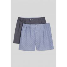 Lot de 2 caleçons fantaisie en coton bio, certifiés oeko-tex - Bleu - S - Homme - Monoprix