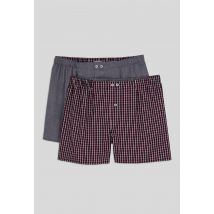 Lot de 2 caleçons fantaisie en coton bio, certifiés oeko-tex - Rouge - M - Homme - Monoprix