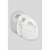 Bout'chou - Lot de 3 bavoirs imprimés en coton bio - Beige Ecru - Unique - Bébé