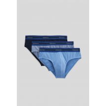 Eminence - Lot de 3 slips taille basse en coton bio eminence, certifié oeko-tex - Bleu - 6 - Homme
