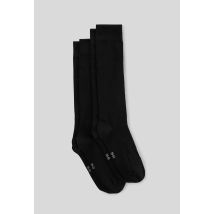 Chaussettes hautes unies en coton - Noir - 43-46 - Homme - Monoprix