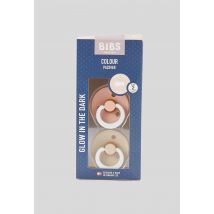 Bibs - Pack de 2 sucettes colour caoutchouc phosphorescente 6 -18mois - Rose clair - Unique - Bébé