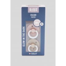 Bibs - Pack de 2 sucettes colour caoutchouc phosphorescente 18 et + mois - Rose clair - Unique - Bébé