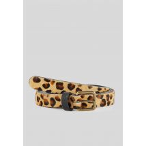 Ceinture imprimé léopard 2 cm en cuir poils - Brun clair - 85 - Femme - Monoprix Premium
