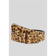 Ceinture imprimé léopard 3,5 cm en cuir poils - Noir - 95 - Femme - Monoprix Premium